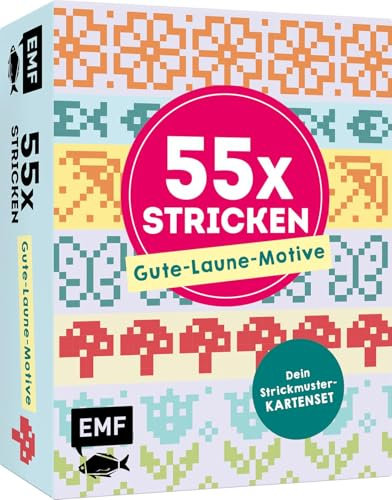 55 x stricken – Gute-Laune-Motive: Deine Strickmustersammlung als Kartenset: 55 Karten mit fröhlichen Jacquard-Motiven zum Mitnehmen und Verschenken | Alle Grundlagen im praktischen Booklet