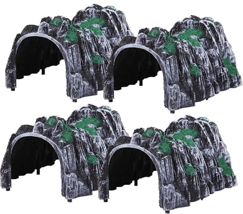 HoveeLuty Lot de 4 Tunnels ferroviaires, modèle réaliste de 18 cm, Simulation Tunnel Train, Accessoires Train Miniatures en Plastique, Cadeaux pour Enfants