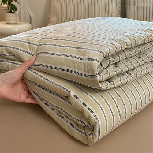 Odot Edredon Lavable Sin Funda 4,5 TOG, Reversible Primavera Edredón Verano Cama Ligera y Suave Reversible Acolchado de Manta para Días Calurosos (Rayas Amarillo Claro,200 * 230cm)