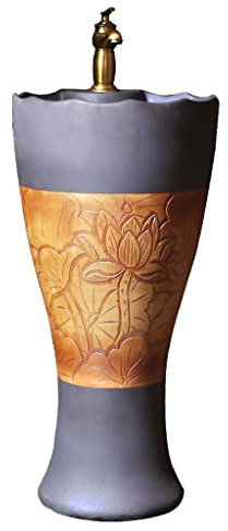 Lavabo sur Pied Lavabo sur Pied Lavabo sur Pied en céramique Vintage Lavabo sur Pied extérieur Lavabo sur Pied avec Robinet Lavabo de Salle de Bain autoportant,