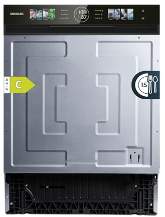 Cecotec Lavastoviglie Semi-Integrata 60cm Bolero Aguazero 6620 S-BI C, 1850W, 15 Coperti, 8 Programmi, Motore Inverter, Display FullColor XXL, Smart Wash, Turbo Dry+, AutoClean, Dual Zone Wash