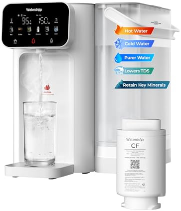 Waterdrop CT01 Calda & Fredda Distributore di Acqua con Filtro, Riduce TDS, Calcare&Cloro, Conservare Minerali Importanti, 8 Stadi Filtrazione con Sterilizzazione UV, Impostazioni Temperatura (15-95℃)