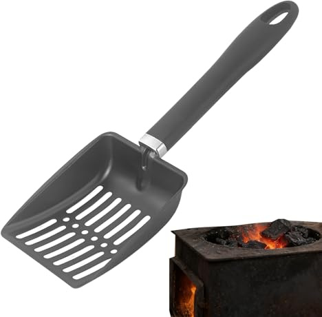 Tamiz de cenizas para chimenea – 128 pulgadas resistente al calor, hoguera, tamiz de acero inoxidable, pala hueca para cenizas para barbacoa, fogata, carbón, parrilla, camping, jardín, herramienta prá