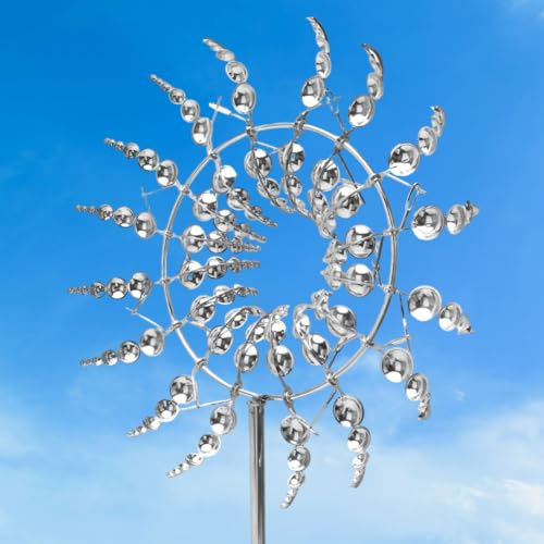 Mulino a vento magico, mulino a vento in metallo, unico e magico, girandola a vento in metallo 3D, sculture per terrazze esterne, patio prato, giardino