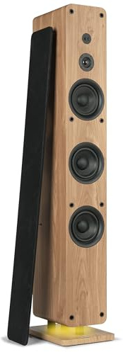 Audizio Arco - Standlautsprecher Aktiv mit Bluetooth 5.4-160 Watt HiFi Lautsprecher Musikanlage & Heimkino Soundsystem, Ambiente LED Licht - USB, AUX, Optical, Fernbedienung - TWS - Holzoptik Braun