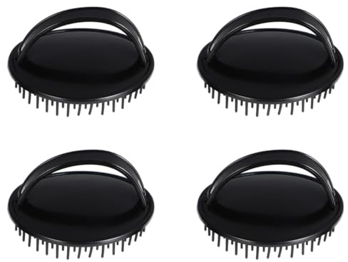 DIYEAH Cepillo de Masaje para Cuero Cabelludo 4 Piezas Negro, Herramienta para Peinar Cabello y Champú, Masajeador Ergonómico para Ducha y Baño, Cuidado Anticaspa y Relajación Scalp