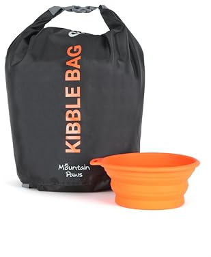 Mountain Paws Bolsa de Comida para Perros y croquetas de 6 L para Viajes | Cierre enrollable, boquilla de vertido, impermeable y a prueba de olores, cuenco plegable incluido, capacidad de 6 litros