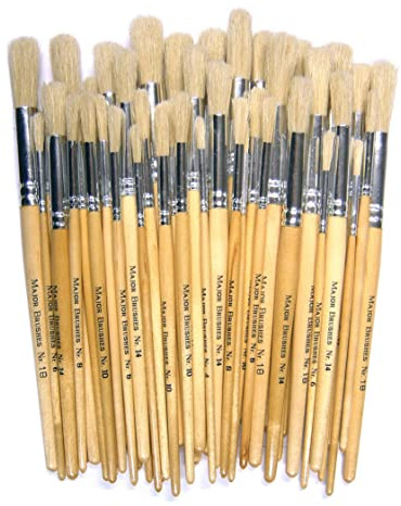 Major Brushes Hog Bristle Short Round Brushes - Assorted Pack of 60