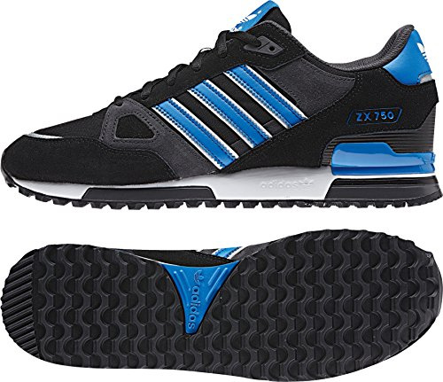 adidas Originals ZX 750 M18260 Unisex - Erwachsene Laufschuhe, Schwarz (Black 1 / Bluebird / Running White Ftw), 42 2/3