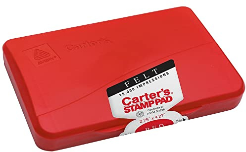 Carter's 21071 Felt Stamp Pad, Size 1, 2-3/4 x 4-1/4, Red Ink