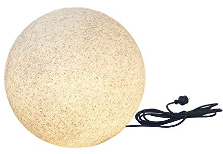 Trango 500GB LED Gartenkugellampe IP65 Kugelleuchte *NATURE* Granitstein-Optik in 50cm Durchmesser incl. je 1x 5 Watt E27 LED Leuchtmittel & je mit 5 Meter Kabel, Kugellampe, Gartenleuchte, Außenlampe