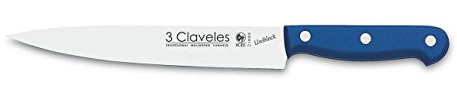 3 CLAVELES Uniblock - Cuchillo Filetear profesional 20 cm, Acero Inoxidable, mango ergonómico Azul, para filetear pescado