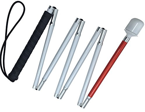 VISIONU Aluminio Baston Blanco para Ciegos y Baja Vision Plegable, 7 Secciones (Mango de Negro, 130 cm (51.2 Pulgada))
