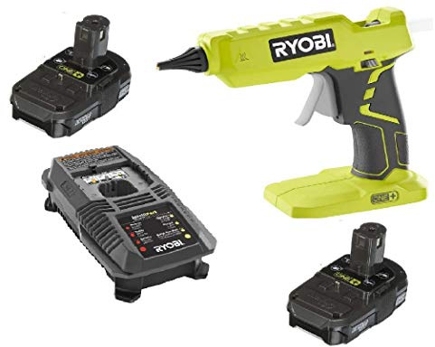 Ryobi 1 pistola per colla a caldo agli ioni di litio da 18 Volt P305 + (2) batterie P102 + caricatore P118 (imballaggio sfuso)