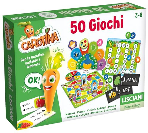 Liscianigiochi Carotte 50 Jeux pour Enfants, Multicolore, 76710, 3-6 Ans