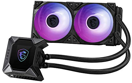 MSI MAG CORELIQUID K240 CPU-Wasserkühlung (240 mm, 2 Lüfter, Intel 115x/1200, AMD AM4/AM3+/TR4, schwarz, RGB & Display)