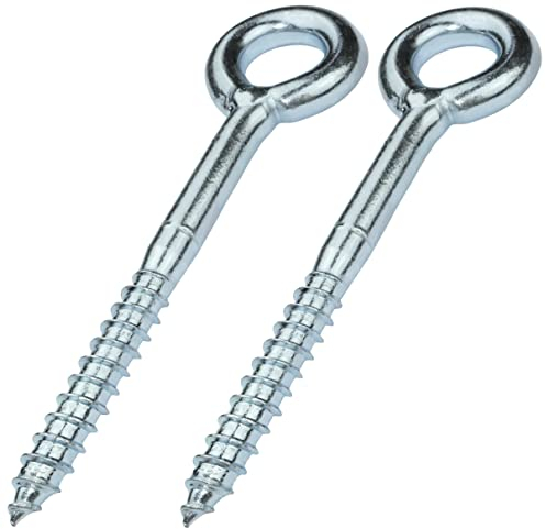 Aerzetix - C58287 - Set di 2 ganci a vite con occhiello anello Ø12x120mm per ponteggio tubolare - rete legno - fissaggio a parete - in acciaio - colore argento