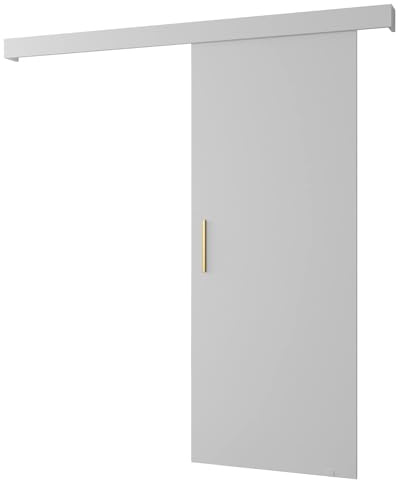 ABIKSMEBLE Salwador 1 Sistema de Puerta Corredera con Cubierta de Riel - Puertas Corredizas de Pared Interior - Puertas Empotradas en el Ático - Construcción Sólida - 90 x 204 cm - Blanco