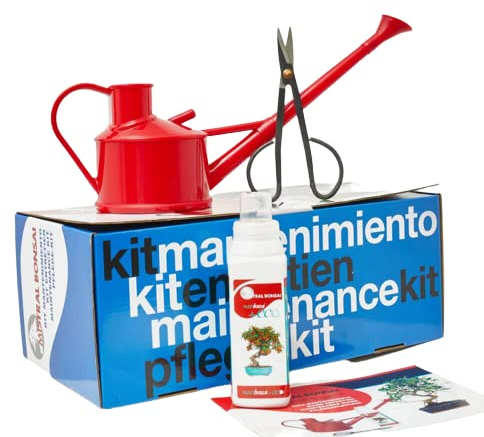 Verdecora Kit de Mantenimiento para bonsáis | Con regadera especial para bonsáis, tijeras pinzadoras, botella Nutribonsai Eco y guia de cuidados y consejos (Kit de Mantenimiento)