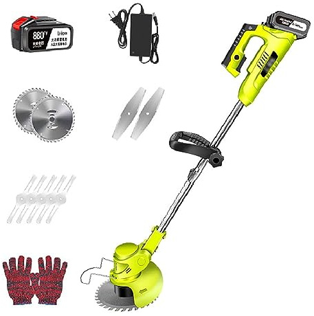 BebeXi cortacésped Gasolina cortabordes Cortacésped eléctrico, Longitud retráctil con desbrozadora rotativa Principal 36V/14000mA Cortacésped de Empuje inalámbrico