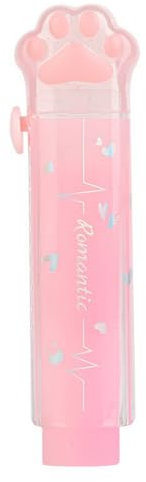 Worparsen 1 gomme rétractable en forme de patte de chat de dessin animé, rechargeable, pour étudiants, bureau, école, rose