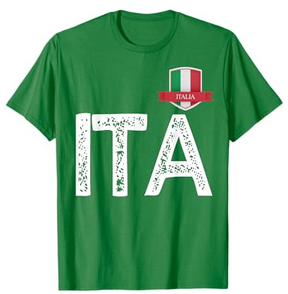 Group Flag Matching Italian Italia Maglietta Umana Lettera I e T e A Italia Italia Bandiera Unisex - Adulti T-Shirt Verde Piccolo Regolare Maglia per Tifosi Sport Tutte le Stagioni