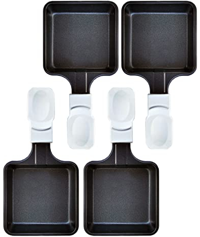 Kosmosta 4 Stück Raclette-Pfännchen mini antihaftbeschichtete Pfännchen, Schmelzzubehör für Raclettes, Ersatzplatten Raclette Geschirr mini raclette pfanne, quadratische Form,