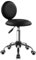 FURWOO Taburete Rodante Redondo con Respaldo PU Cuero Taburete de Trabajo con Ruedas Silla de Belleza con Ruedas Taburete Giratorio para Peluquería (Negro)