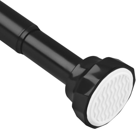 Extendable Shower Pole 76-256cm, Black Spring Tension Rod No Drill for Shower Curtain, Ø25mm Curtain Rod for Bathroom, Bedroom