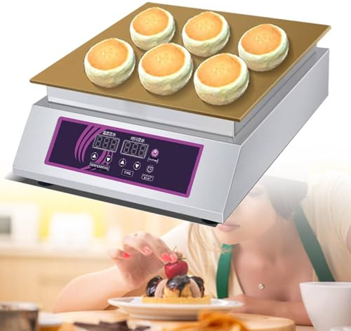 ZYLDDS Machine De Fabrication De Soufflé électrique Dorayaki Baker Pancake Maker Muffin Making Machine en Acier Inoxydable 50-2450 ℃ Plaque De Cuisson électrique Commerciale Gaufrier Antiadhésif,A