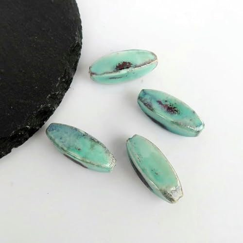 37 x 1,4 cm, 10 Stück, quadratische Würfel-Keramikperlen mit Blumenglasur zur Schmuckherstellung, lose Keramikperlen zum Basteln von Armbändern, Keramikanhänger-hellgrün-10 Stück