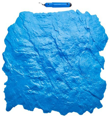 VEVOR Alfombrilla para Sellos de Hormigón 430x430 mm Textura de Poliuretano para Revestimiento de Hormigón para Impresión de Suelo de Pizarra Moldes de Hormigón para Decoración de Exteriores, Azul