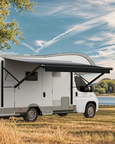 VEVOR Markis för husbilar elektrisk vattentät modulmarkis sidomarkis (5504 mm) med aluminiumlegering, svart utomhusmarkis med gradient solskydd för camping