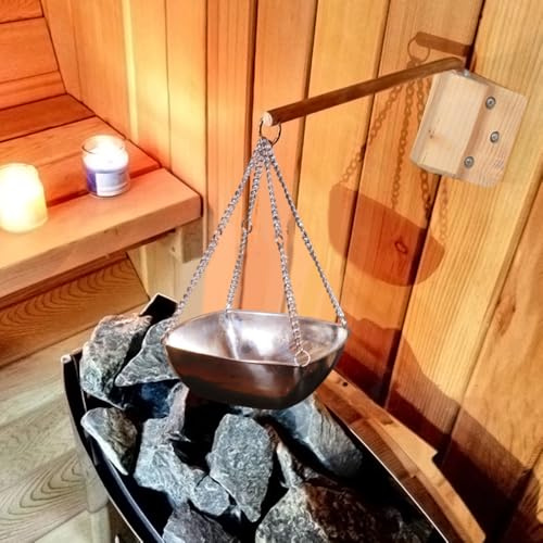 MOUMOUTEN Sauna Aromatherapy Bowl, Stainless Steel Sauna Aroma Bowl Essential Oil Cup Wall Mount with Adjustable Swing Arm Sauna Accessories for Personal or Home Spas Sauna (Square 20cm)