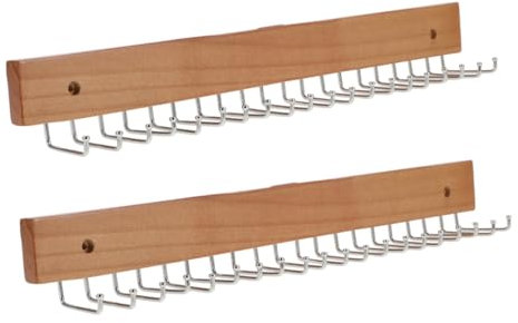 IMIKEYA 2pezzi Appendiabiti Per Cinture e Cravatte in Legno Da Parete Organizer Multiuso Per Armadio Camera Da Letto e Bagno Facile Da Installare