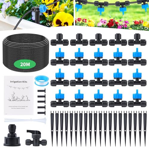 Forever Speed Système D'irrigation Jardin 60PCS Irrigation Goutte à Goutte Kit [20M Tuyaux D'irrigation] kit Arrosage Goutte à Goutte à Pression Équilibrée pour Jardin pelouse Serre Plantes