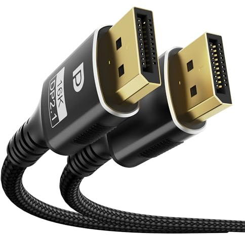 16K DisplayPort Cable 2.1 3.3FT, DP 2.1 Cable [16K@60Hz,8K@120Hz,4K@240Hz] Support 80Gbps, HDR10, DSC1.2a, G-Sync, FreeSync, Braided Display Port Cord Compatible with Gaming Monitor, TV, Graphics