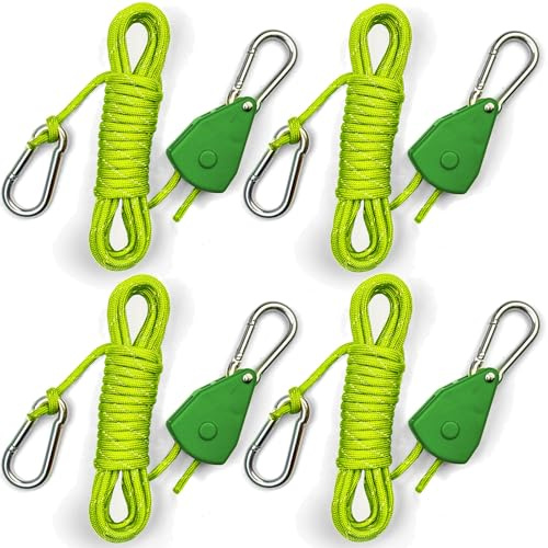 KOKKOYA 15ft Rope Ratchet Tie Downs Paracord Strap Camping Tensioner 1/8 in
