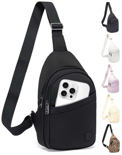 MAXTOP Small Sling Bag for Women Men Lightweight Cross Body Shoulder Bag for Travel Casual Outdoors Hiking Balck