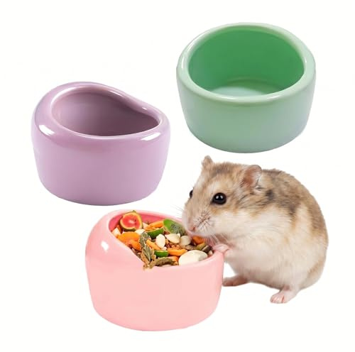 3 Pezzi Ceramica per Criceti Animali Ciotole, Ceramica Piccoli Criceti Ciotola Animali, Ciotole per Criceti in Ceramica Anti-morso, Ciotola per Conigli, Ciotola per Conigli Nani