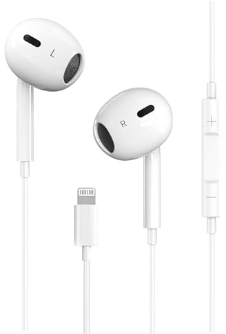 Apple MFi certifierade Lightning-hörlurar med kabel, in-ear hörlurar för iPhone 14/14 Plus/13/12/11/8/7 X Pro Max