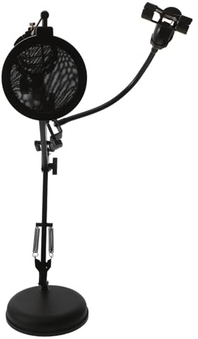 CHICAMPERA Desktop Mic Boom Arm Stand med Justerbar Mic Suspension Arm Popfilter och Telefonklämma Stabil och Hållbar Mikrofonhållare för Live Streaming Studioinspelning och Sändning
