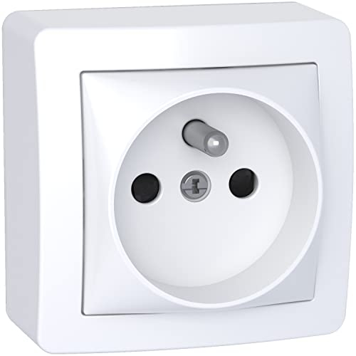 Schneider Electric - Alréa, prise de courant 2P + T connexion rapide, cadre saillie, blanc polaire - ALB62273P