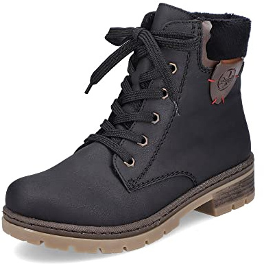 Rieker Women Ankle Boots Y7418, Ladies Lace-up Ankle Boot,Low Boots,Chukka Boot,Short Boots,lace-up Boot,Black (Schwarz / 00),41 EU / 7.5 UK