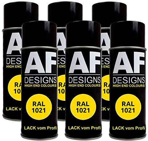 Alex Flittner Designs 6x RAL Lackspray Autolack Buntlack Spraydose RAL1021 RAPSGELB matt