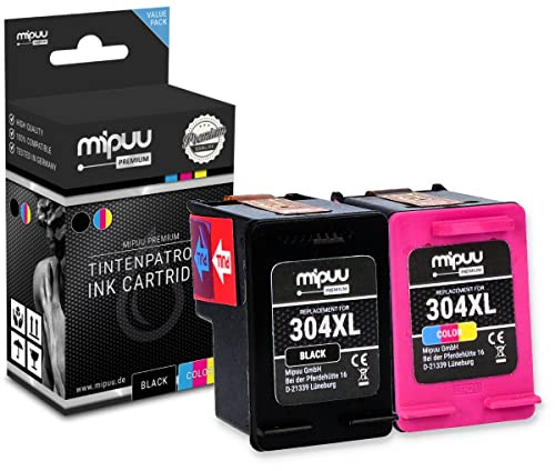 Mipuu 2 Tinten kompatibel für HP 304XL 304 XL N9K08AE N9K07AE Black Color passend für HP Envy 5000 5020 5030 Deskjet 3720 2630 3750 2620 2600 3735 Set