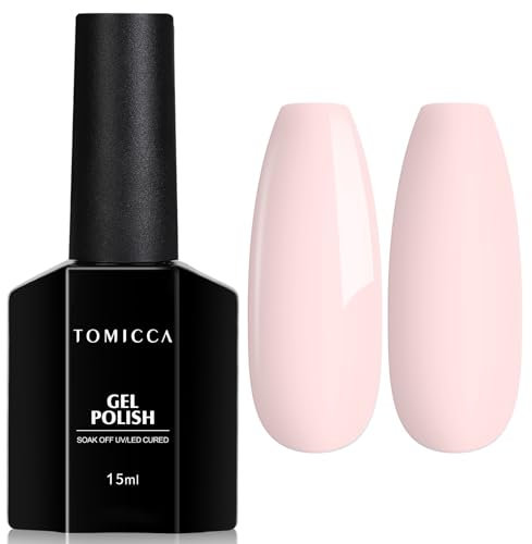TOMICCA Kew Blush Pink Gel Polish - 15ml Soft Light Pink UV/LED Soak Off, Salon to Home Nail Art Starter Kit for Natural Manicure & DIY