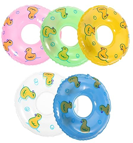 5St Entenschwimmring Bonbonschale mit Deckel silikonarmband kreativität kreativekraft aufblasbare Puppen Mini-Schwimmring-Ornamente kleine Schwimmringe Puppenhaus Rettungsring Baby