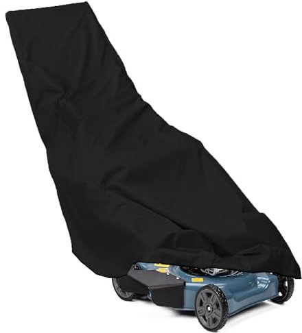 Push Lawn Mower Cover 600D Oxford Waterproof Outdoor Fabric Walk Behind Lawnmower Cover, Outside Lawnmower Covers with Cord -- Black