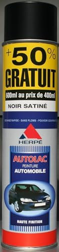 Autolac Peinture Bombe Aérosol Spray de Peinture Toutes Surfaces - Noir - Satiné - 600 ml - Ref. 973113